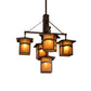 Meyda Lighting Seneca 32" 5-Light Craftsman Brown On Brass Mountain View Chandelier With Honey Art Shade Glass