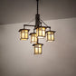 Meyda Lighting Seneca 32" 5-Light Craftsman Brown Sprig Chandelier With Beige Iridescent Shade Glass