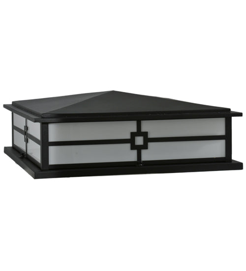 Meyda Lighting Seneca 34" 4-LED Textured Black Console Outdoor Pier Mount Light With White Acrylic Shade