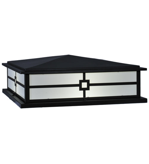 Meyda Lighting Seneca 34" 4-LED Textured Black Console Outdoor Pier Mount Light With White Acrylic Shade