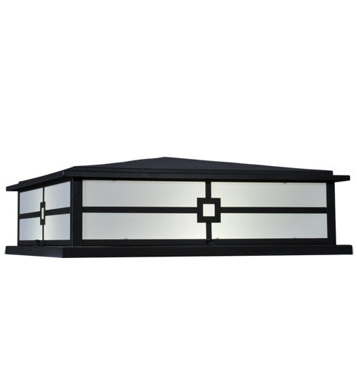 Meyda Lighting Seneca 34" 4-LED Textured Black Console Outdoor Pier Mount Light With White Acrylic Shade