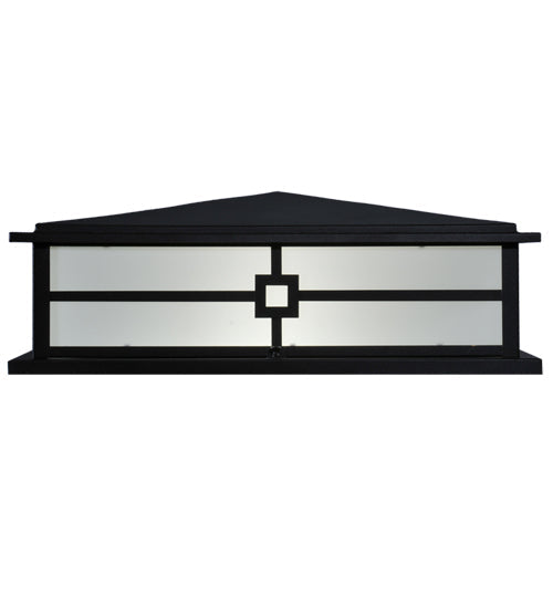 Meyda Lighting Seneca 34" 4-LED Textured Black Console Outdoor Pier Mount Light With White Acrylic Shade