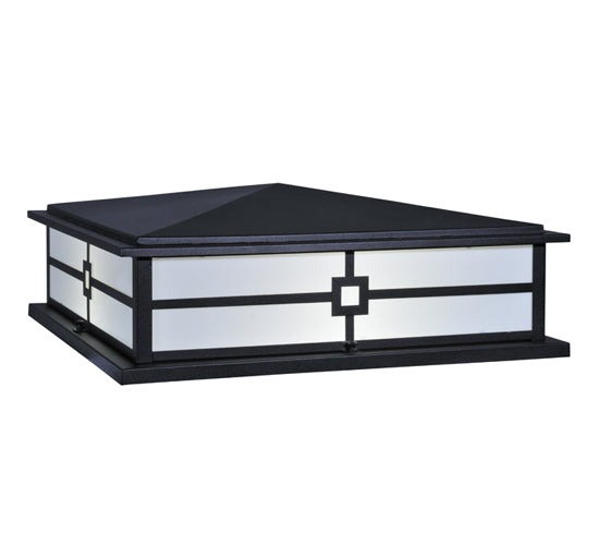 Meyda Lighting Seneca 34" 4-LED Textured Black Console Outdoor Pier Mount Light With White Acrylic Shade