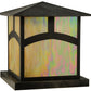 Meyda Lighting Seneca 34" 4-Light Craftsman Brown Hill Top Outdoor Pier Mount Light With Beige Iridescent Art Shade Glass