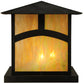 Meyda Lighting Seneca 34" 4-Light Craftsman Brown Hill Top Outdoor Pier Mount Light With Beige Iridescent Art Shade Glass