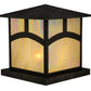 Meyda Lighting Seneca 34" 4-Light Craftsman Brown Hill Top Outdoor Pier Mount Light With Beige Iridescent Art Shade Glass