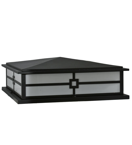 Meyda Lighting Seneca 34" 4-Light Textured Black Console Outdoor Pier Mount Light With White Acrylic Shade