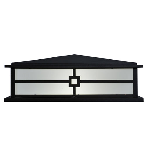 Meyda Lighting Seneca 34" 4-Light Textured Black Console Outdoor Pier Mount Light With White Acrylic Shade