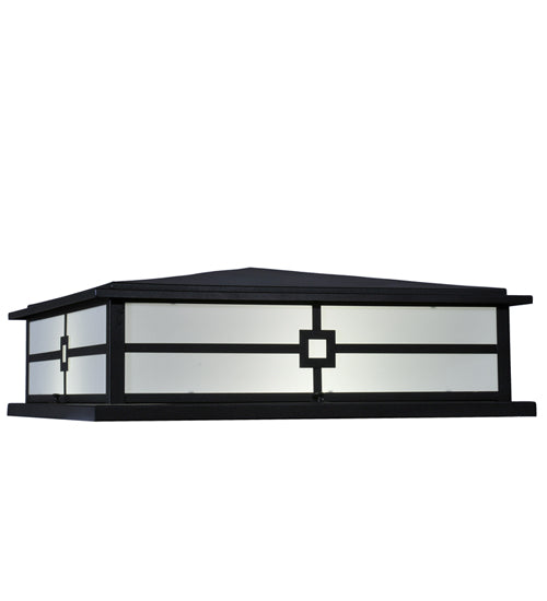 Meyda Lighting Seneca 34" 4-Light Textured Black Console Outdoor Pier Mount Light With White Acrylic Shade