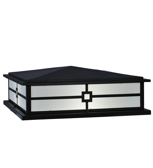 Meyda Lighting Seneca 34" 4-Light Textured Black Console Outdoor Pier Mount Light With White Acrylic Shade