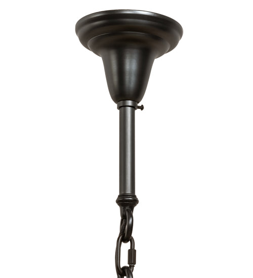 Meyda Lighting Seneca 34" 9-Light Craftsman Brown Winter Pine Chandelier With Beige Shade Glass