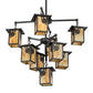 Meyda Lighting Seneca 34" 9-Light Craftsman Brown Winter Pine Chandelier With Beige Shade Glass
