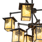 Meyda Lighting Seneca 34" 9-Light Craftsman Brown Winter Pine Chandelier With Beige Shade Glass