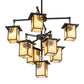 Meyda Lighting Seneca 34" 9-Light Craftsman Brown Winter Pine Chandelier With Beige Shade Glass