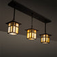 Meyda Lighting Seneca 36" 3-Light Craftsman Brown Sprig Pendant Light With Beige Iridescent Shade Glass