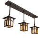 Meyda Lighting Seneca 36" 3-Light Craftsman Brown Sprig Pendant Light With Beige Iridescent Shade Glass