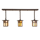 Meyda Lighting Seneca 36" 3-Light Craftsman Brown Sprig Pendant Light With Beige Iridescent Shade Glass