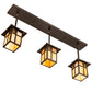 Meyda Lighting Seneca 36" 3-Light Craftsman Brown Sprig Pendant Light With Beige Iridescent Shade Glass