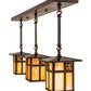 Meyda Lighting Seneca 36" 3-Light Craftsman Brown Sprig Pendant Light With Beige Iridescent Shade Glass