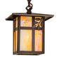 Meyda Lighting Seneca 36" 3-Light Craftsman Brown Sprig Pendant Light With Beige Iridescent Shade Glass