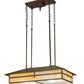 Meyda Lighting Seneca 36" 6-Light Vintage Copper Cross Mission Island Pendant Light With Beige Iridescent Shade Glass