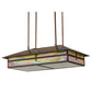 Meyda Lighting Seneca 36" 6-Light Vintage Copper Cross Mission Island Pendant Light With Beige Iridescent Shade Glass