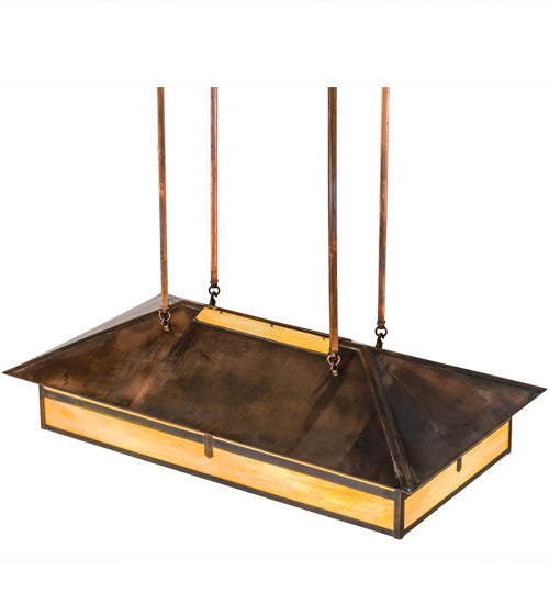 Meyda Lighting Seneca 36" 6-Light Vintage Copper Cross Mission Island Pendant Light With Beige Iridescent Shade Glass