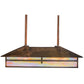 Meyda Lighting Seneca 36" 6-Light Vintage Copper Cross Mission Island Pendant Light With Beige Iridescent Shade Glass