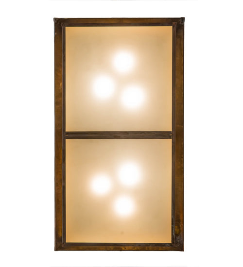 Meyda Lighting Seneca 36" 6-Light Vintage Copper Cross Mission Island Pendant Light With Beige Iridescent Shade Glass
