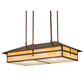 Meyda Lighting Seneca 36" 6-Light Vintage Copper Cross Mission Island Pendant Light With Beige Iridescent Shade Glass