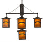 Meyda Lighting Seneca 37" 5-Light Craftsman Brown Mountain View Hanging Lantern Chandelier With Amber Mica Shade Glass