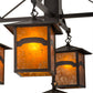 Meyda Lighting Seneca 37" 5-Light Craftsman Brown Mountain View Hanging Lantern Chandelier With Amber Mica Shade Glass