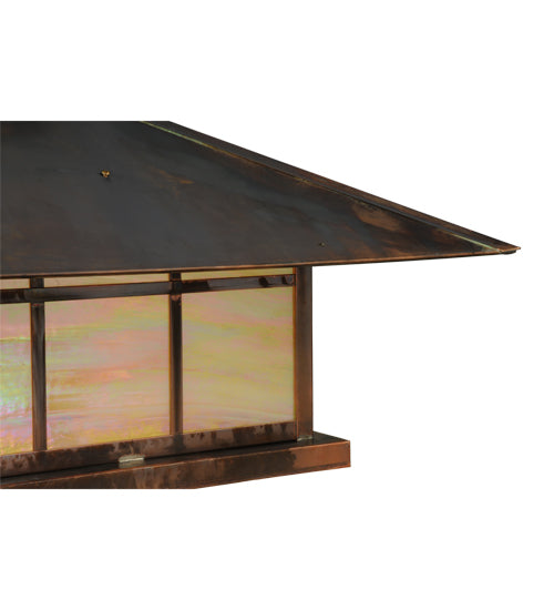 Meyda Lighting Seneca 40" 4-Light Vintage Copper Double Bar Mission Pier Mount Light With Beige Iridescent Shade Glass