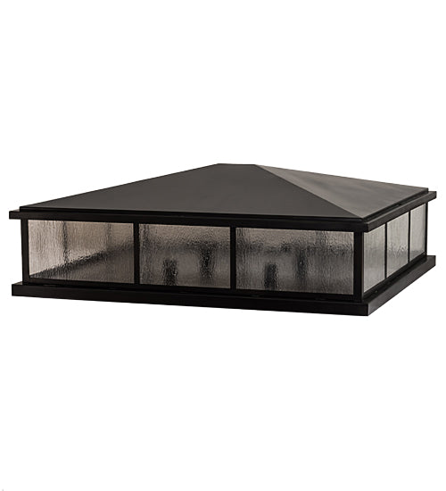 Meyda Lighting Seneca 47" 4-Light Craftsman Brown Double Bar Mission Outdoor Pier Mount Light With Clear Seeded Shade Glass