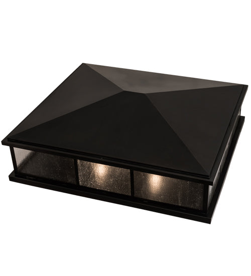 Meyda Lighting Seneca 47" 4-Light Craftsman Brown Double Bar Mission Outdoor Pier Mount Light With Clear Seeded Shade Glass