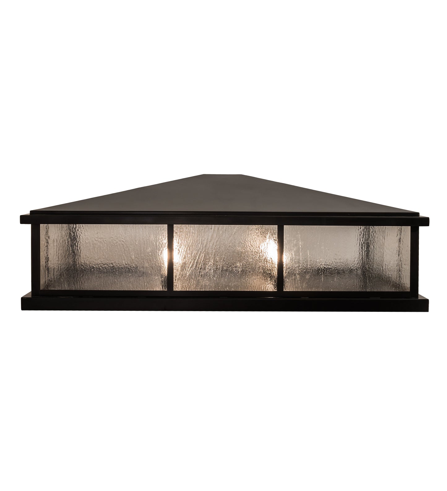 Meyda Lighting Seneca 47" 4-Light Craftsman Brown Double Bar Mission Outdoor Pier Mount Light With Clear Seeded Shade Glass