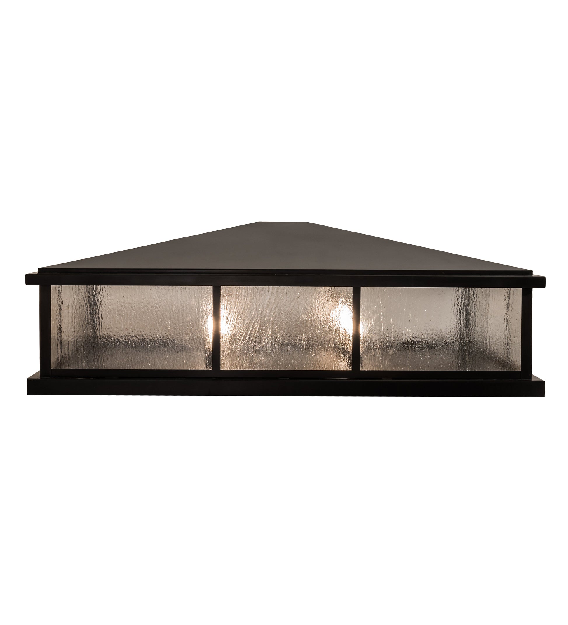 Meyda Lighting Seneca 47" 4-Light Craftsman Brown Double Bar Mission Outdoor Pier Mount Light With Clear Seeded Shade Glass