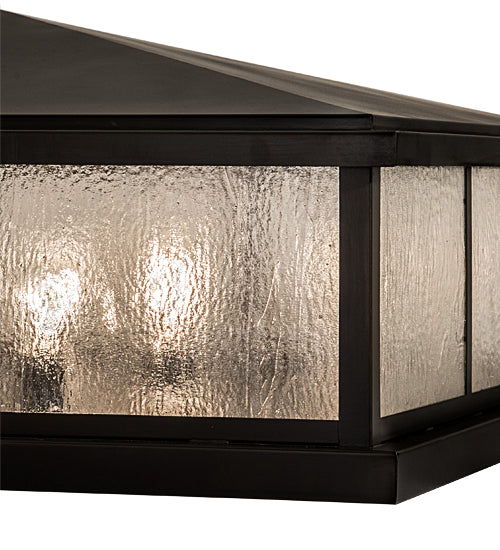 Meyda Lighting Seneca 47" 4-Light Craftsman Brown Double Bar Mission Outdoor Pier Mount Light With Clear Seeded Shade Glass