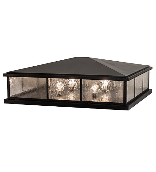 Meyda Lighting Seneca 47" 4-Light Craftsman Brown Double Bar Mission Outdoor Pier Mount Light With Clear Seeded Shade Glass