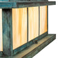 Meyda Lighting Seneca 48" 4-Light Craftsman Verdigris Double Bar Mission Outdoor Pier Mount Light With Beige Iridescent Shade Glass