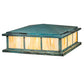 Meyda Lighting Seneca 48" 4-Light Craftsman Verdigris Double Bar Mission Outdoor Pier Mount Light With Beige Iridescent Shade Glass