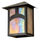 Meyda Lighting Seneca 7" Craftsman Brown Hill Top Wall Sconce With Beige Iridescent Shade Glass