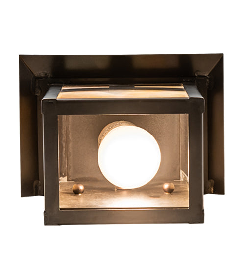 Meyda Lighting Seneca 7" Craftsman Brown Hill Top Wall Sconce With Beige Iridescent Shade Glass