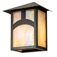 Meyda Lighting Seneca 7" Craftsman Brown Hill Top Wall Sconce With Beige Iridescent Shade Glass