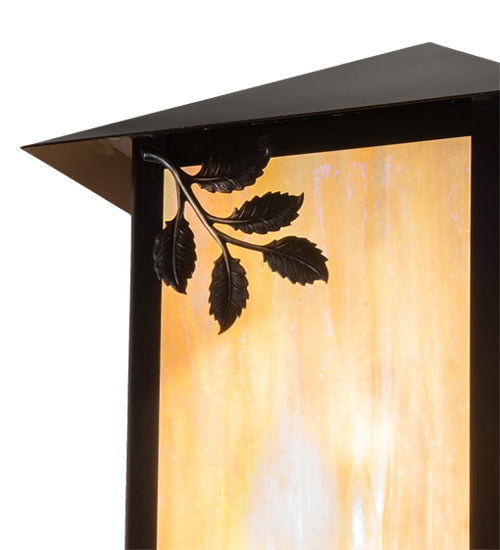 Meyda Lighting Seneca 7" Craftsman Brown Sprig Wall Sconce With Beige Iridescent Shade Glass