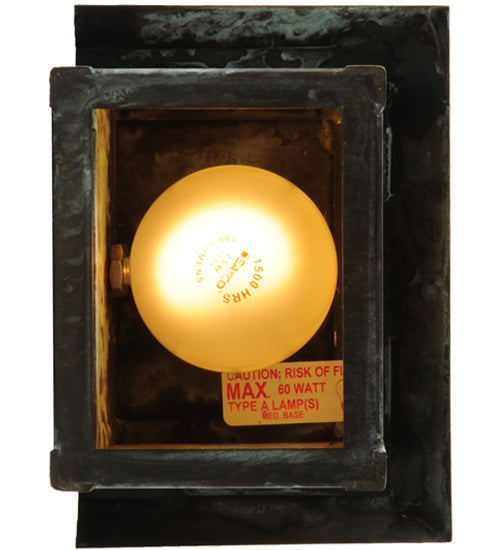 Meyda Lighting Seneca 7" Craftsman Verdi On Brass Song Bird Wall Sconce With Beige Iridescent Art Shade Glass