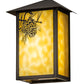 Meyda Lighting Seneca 7" LED Craftsman Brown Winter Pine Wall Sconce With Beige Art Shade Glass