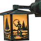 Meyda Lighting Seneca 7" Verdigris Sailboat & Fly Fisherman Solid Mount Wall Sconce With Beige Iridescent Shade Glass