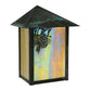 Meyda Lighting Seneca 7" Verdigris Winter Pine Wall Sconce With Beige Iridescent Art Shade Glass