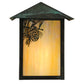 Meyda Lighting Seneca 7" Verdigris Winter Pine Wall Sconce With Beige Iridescent Art Shade Glass